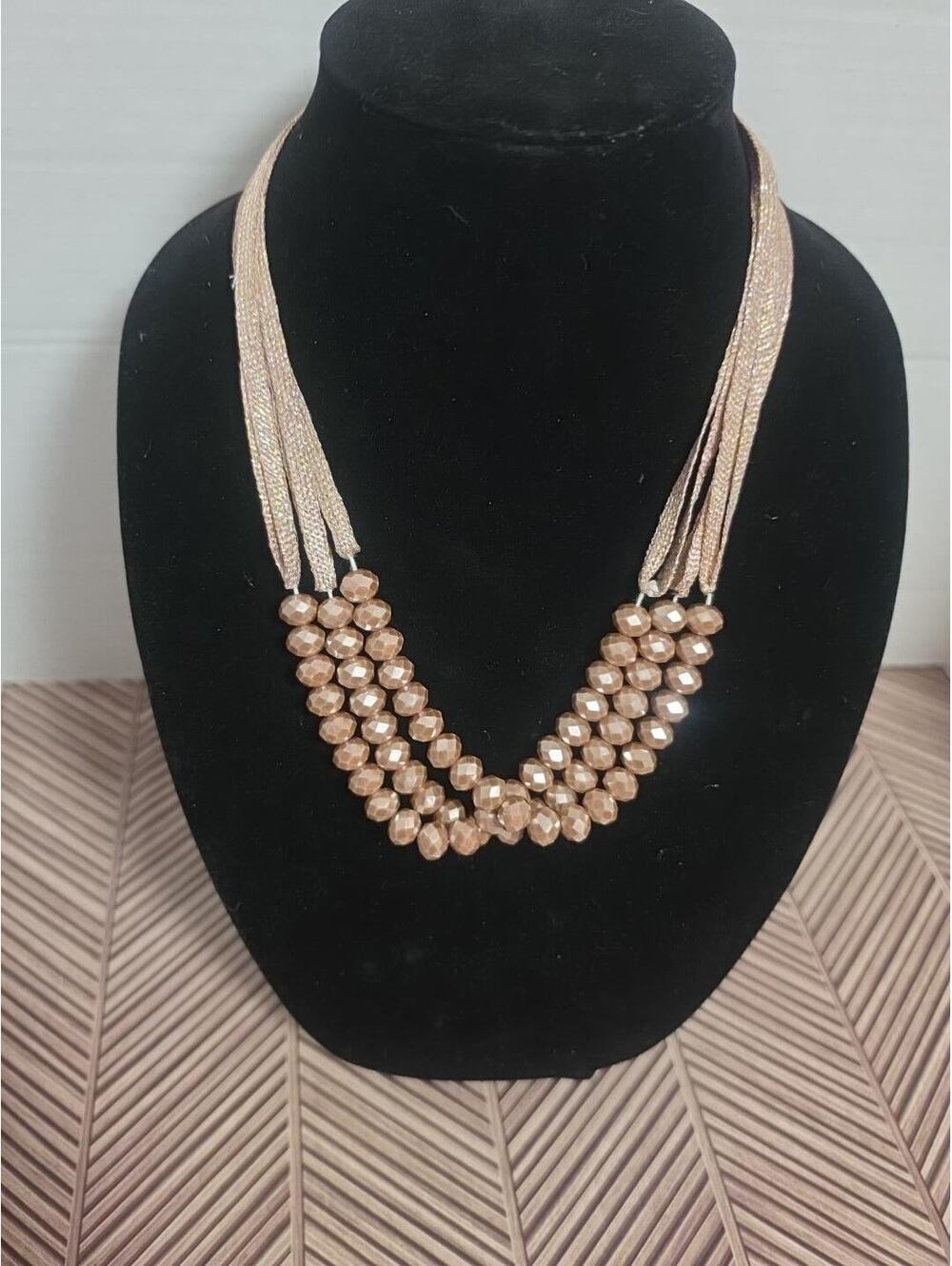 Elegant Multi-Strand Beaded Necklace with Adjustable Chain